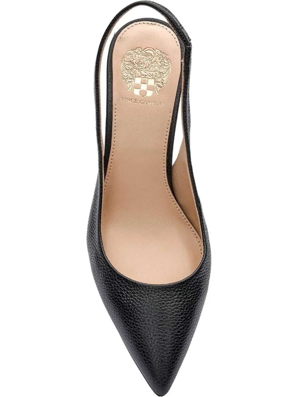 Women's Black Comfort Pointed Toe Solid Hamden Slingback Pump Block Heel Shoes